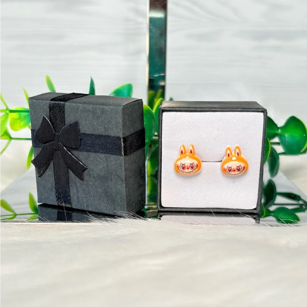 Cute Orange Monster Character Stud‎ Earrings